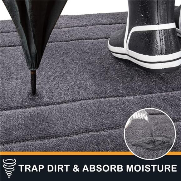 Dirt Trapper Door Mat 20in x 31.5in, Non-Slip/Skid Machine Washable Entryway Rug - Picture 3 of 7